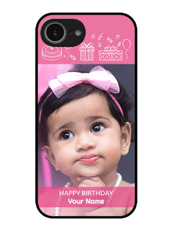 Custom Apple iPhone 16e Custom Metal Phone Case - With Birthday Line Art Design