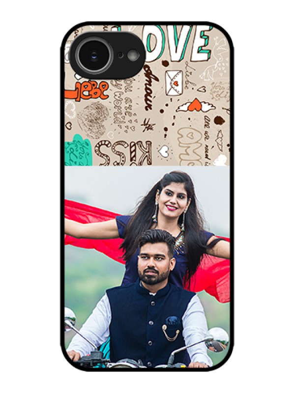 Custom Apple iPhone 16e Custom Metal Phone Case - Love Doodle Pattern