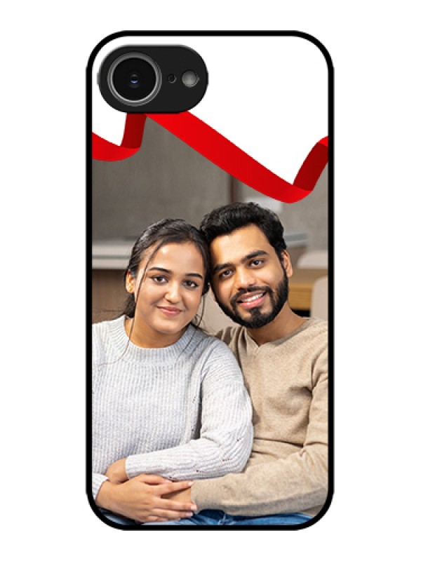 Custom Apple iPhone 16e Custom Metal Phone Case - Red Ribbon Frame Design