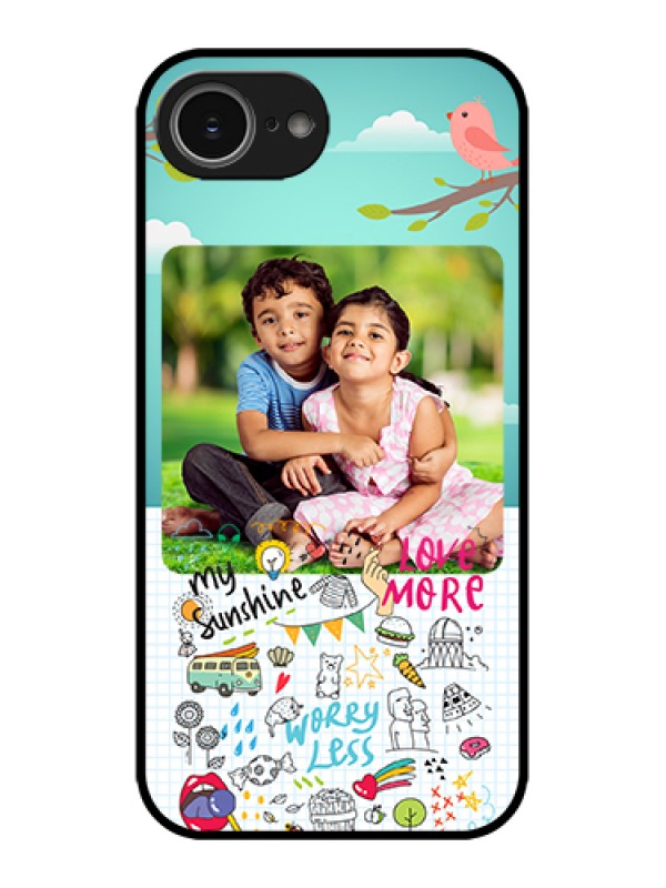 Custom Apple iPhone 16e Custom Metal Phone Case - Doodle Love Design