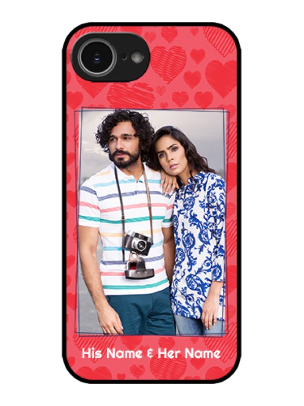 Custom Apple iPhone 16e Custom Metal Phone Case - With Red Heart Symbols Design