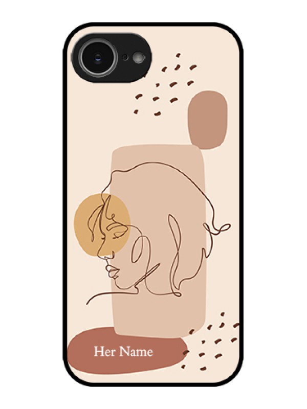 Custom Apple iPhone 16e Custom Metal Phone Case - Calm Woman Line Art Design