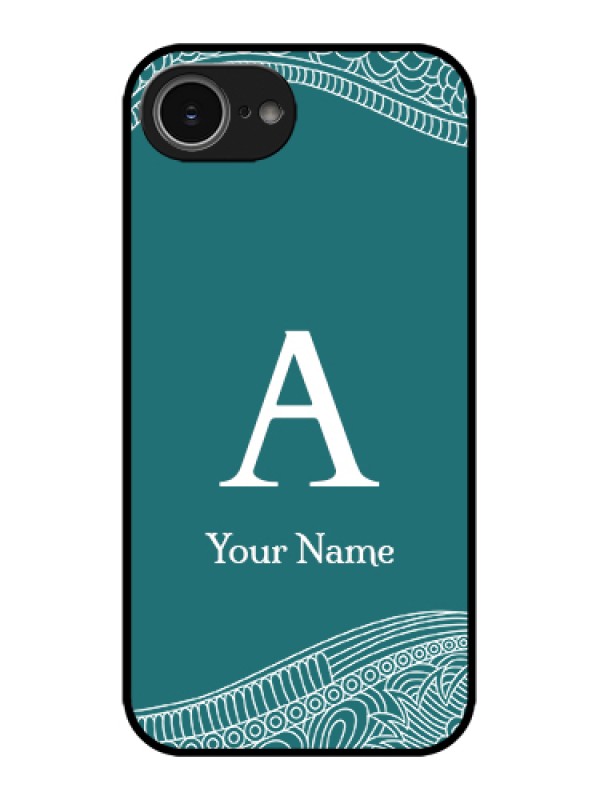Custom Apple iPhone 16e Custom Metal Phone Case - Line Art Pattern With Custom Name Design