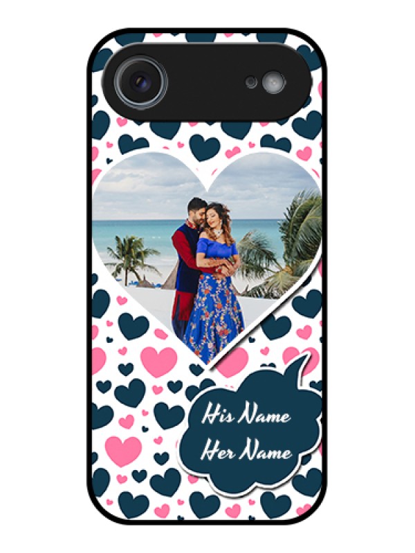 Custom Apple iPhone 17 Air Custom Metal Phone Case - Pink & Blue Heart Design