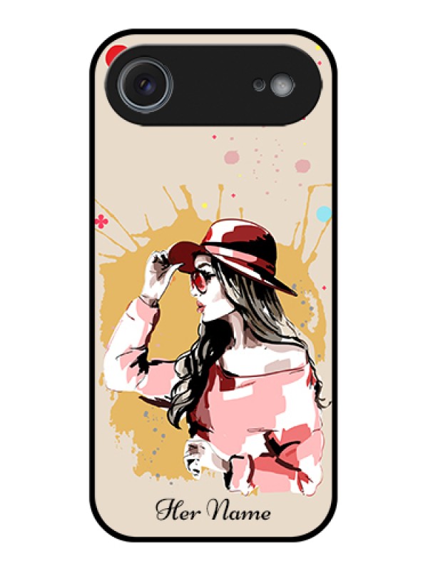 Custom Apple iPhone 17 Air Custom Metal Phone Case - Women With Pink Hat Design