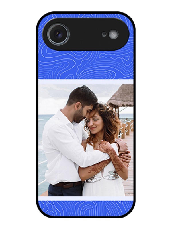 Custom Apple iPhone 17 Air Custom Metal Phone Case - Curved Line Art With Blue And White Design