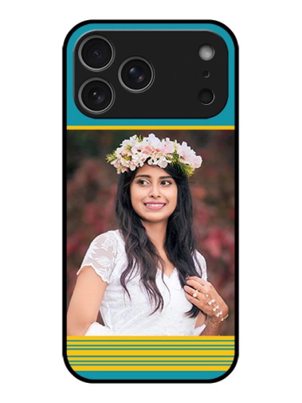 Custom Apple iPhone 17 Pro Max Custom Metal Phone Case - Yellow & Blue Design