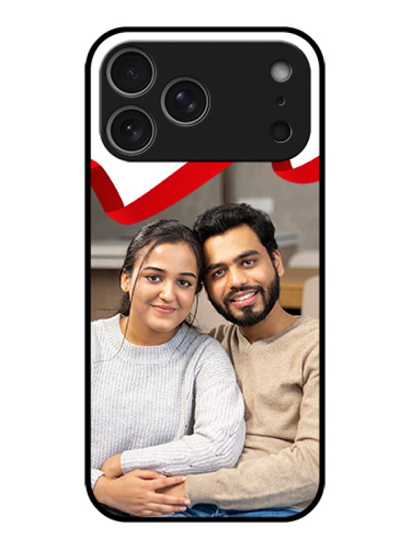 Custom Apple iPhone 17 Pro Max Custom Metal Phone Case - Red Ribbon Frame Design