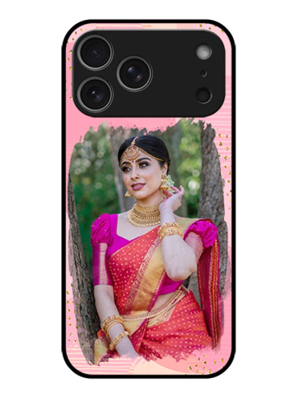 Custom Apple iPhone 17 Pro Max Custom Metal Phone Case - Gold Glitter Splash Design