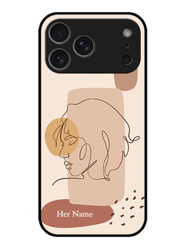 Custom Apple iPhone 17 Pro Max Custom Metal Phone Case - Calm Woman Line Art Design
