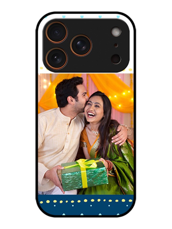 Custom Apple iPhone 17 Pro Custom Metal Phone Case - White And Blue Abstract Design