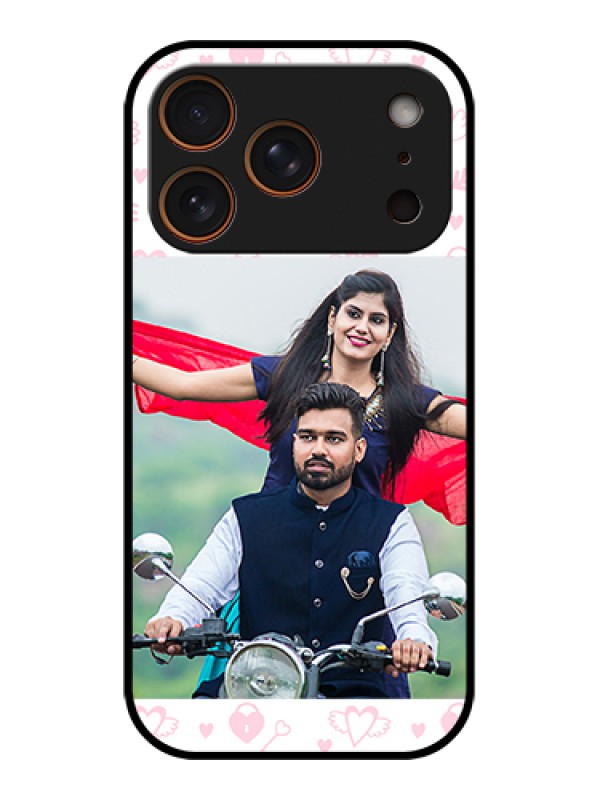 Custom Apple iPhone 17 Pro Custom Metal Phone Case - Pink Flying Heart Design