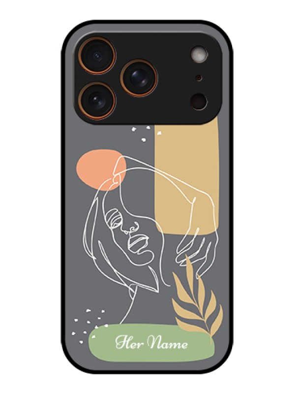 Custom Apple iPhone 17 Pro Custom Metal Phone Case - Gazing Woman Line Art Design
