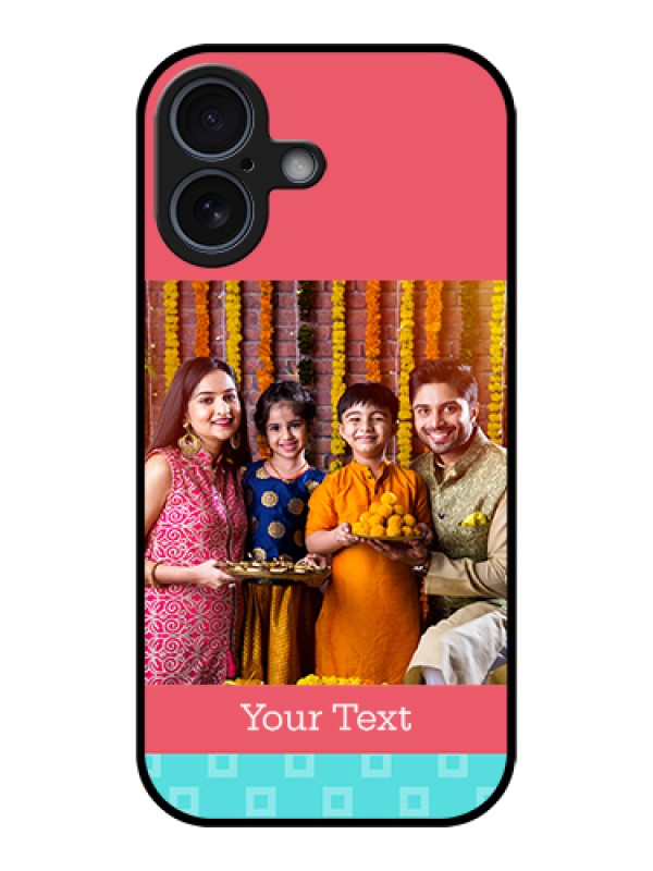 Custom Apple iPhone 17 Custom Metal Phone Case - Peach & Blue Color Design