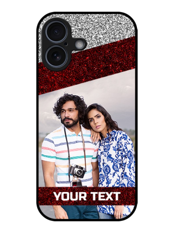 Custom Apple iPhone 17 Custom Metal Phone Case - Image Holder With Glitter Strip Design