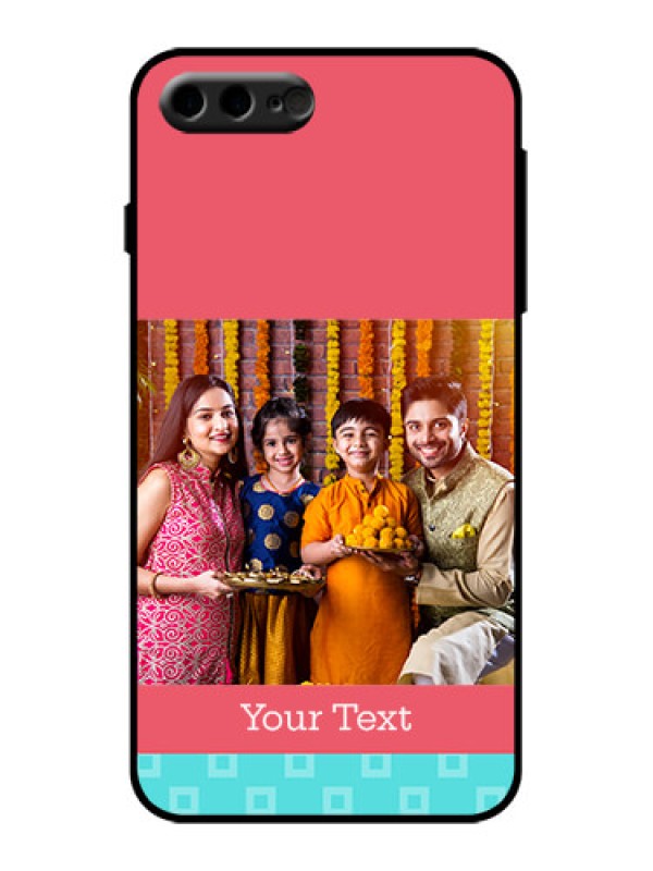 Custom iPhone 7 Plus Custom Metal Phone Case - Peach and Blue Color Design