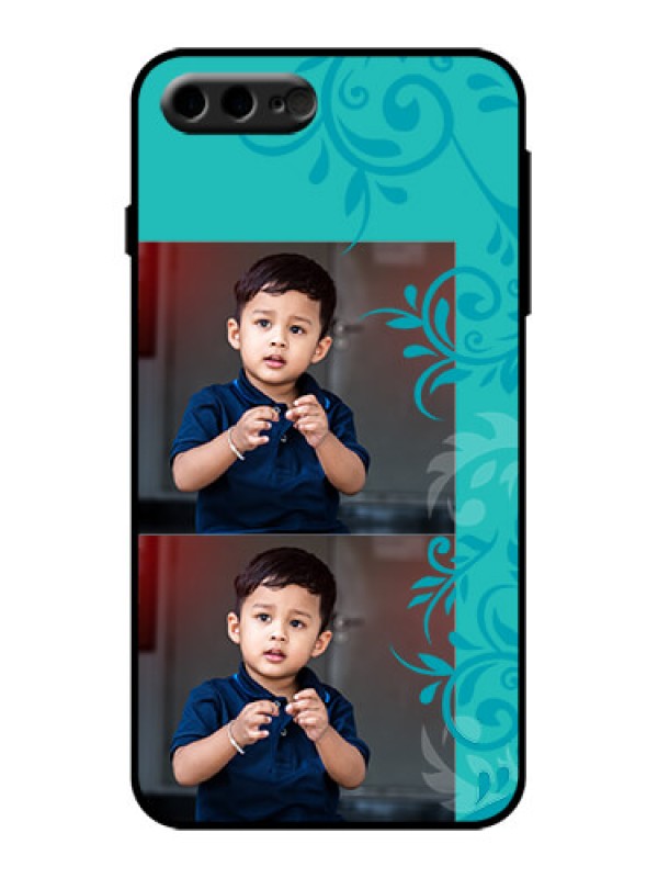 Custom iPhone 7 Plus Custom Metal Phone Case - With Photo And Green Floral Design