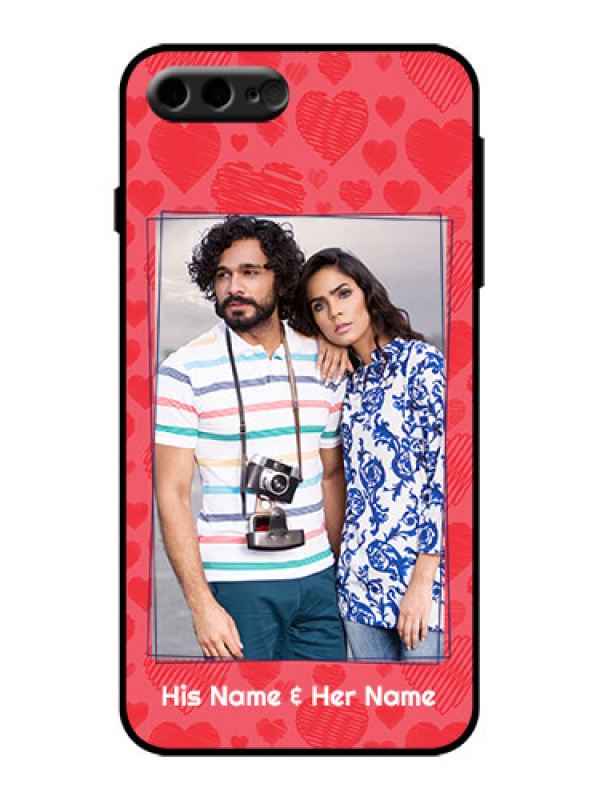 Custom iPhone 7 Plus Custom Metal Phone Case - With Red Heart Symbols Design