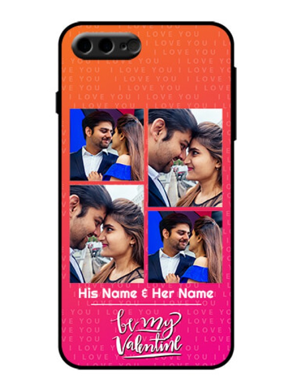 Custom iPhone 7 Plus Custom Metal Phone Case - I Love You Pink Design