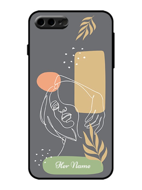 Custom iPhone 7 Plus Custom Metal Phone Case - Gazing Woman Line Art Design