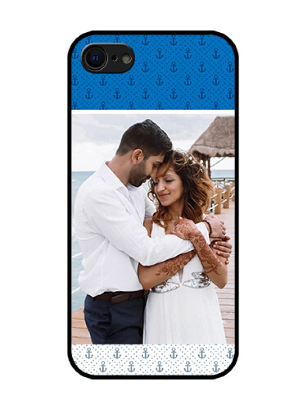 Custom iPhone 7 Custom Metal Phone Case - Blue Anchors Design