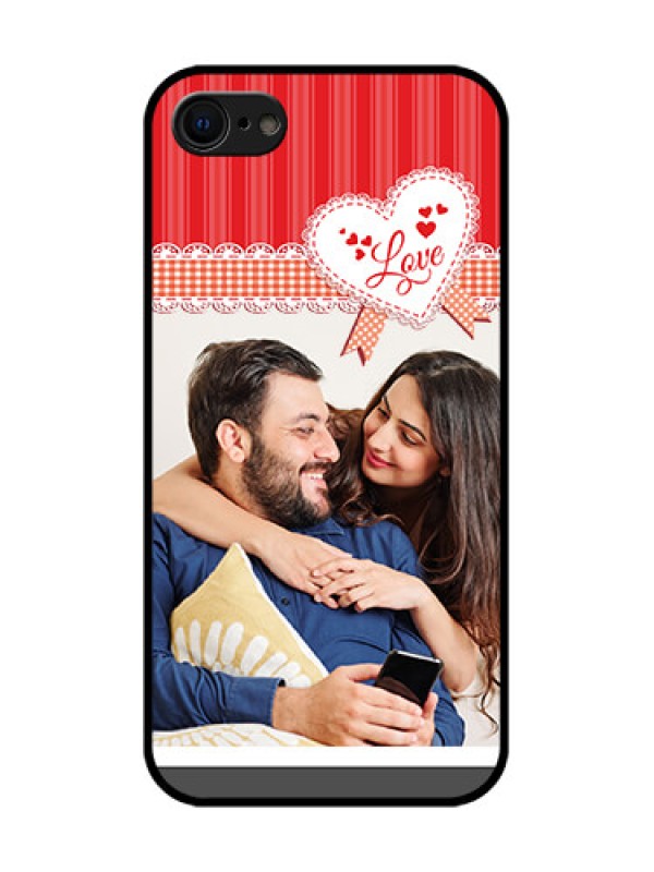 Custom iPhone 7 Custom Metal Phone Case - Red Love Pattern Design