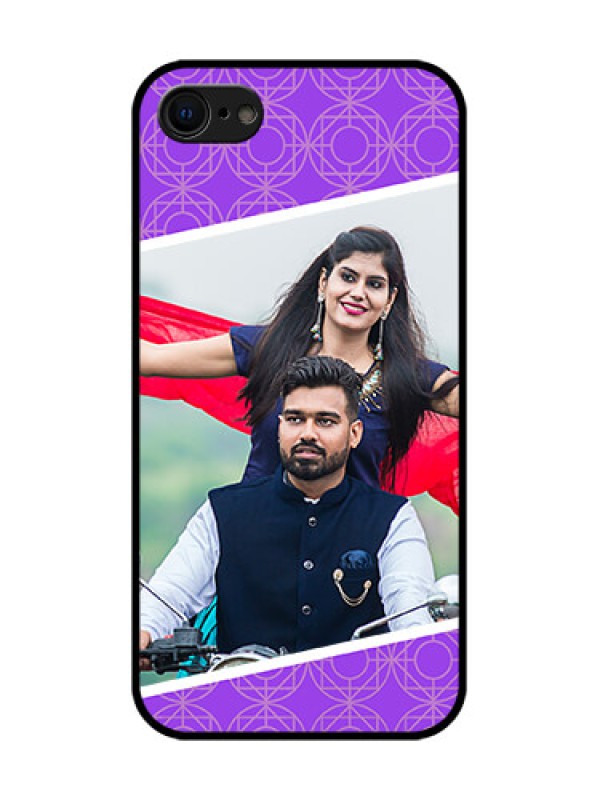 Custom iPhone 7 Custom Metal Phone Case - Violet Color Pattern Design