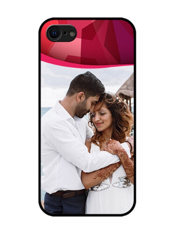 Custom iPhone 7 Custom Metal Phone Case - Red Abstract Design
