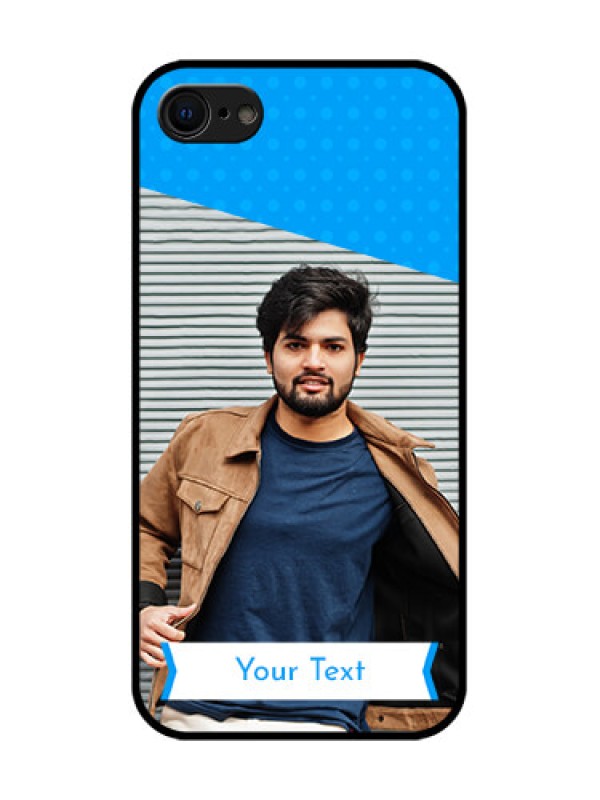 Custom iPhone 7 Custom Metal Phone Case - Simple Blue Color Design