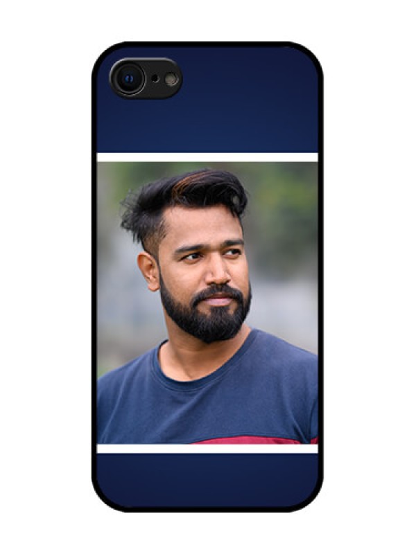 Custom iPhone 7 Custom Metal Phone Case - Simple Royal Blue Design