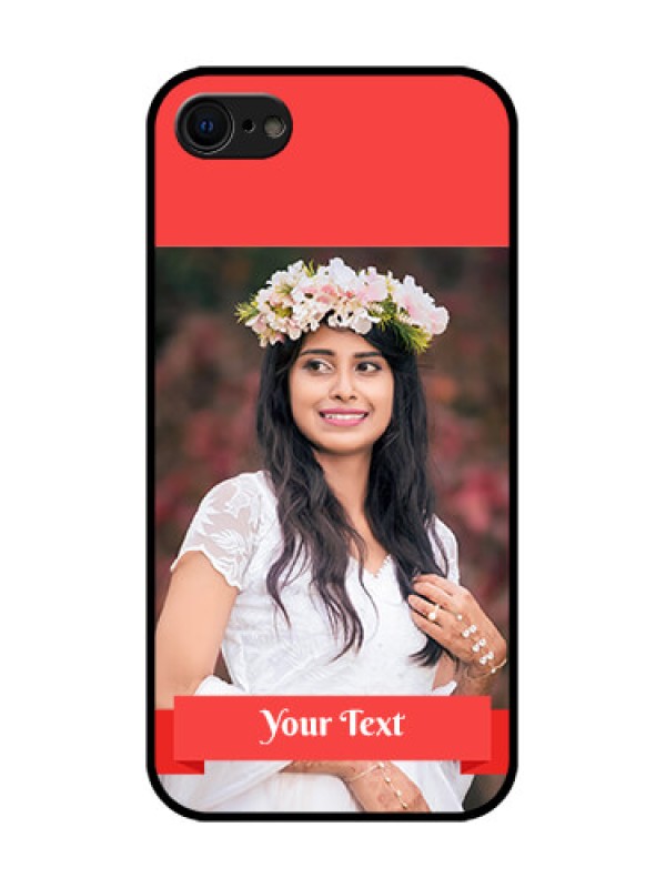 Custom iPhone 7 Custom Metal Phone Case - Simple Red Color Design