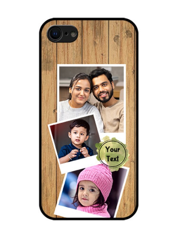 Custom iPhone 7 Custom Metal Phone Case - Wooden Texture Design