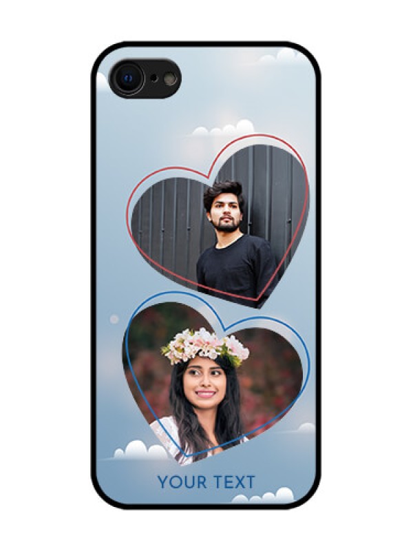 Custom iPhone 7 Custom Metal Phone Case - Blue Color Couple Design