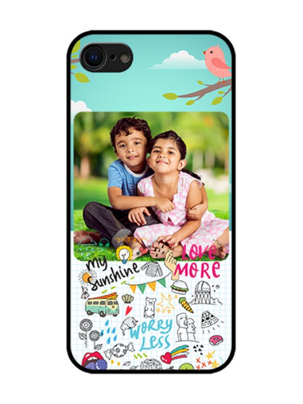 Custom iPhone 7 Custom Metal Phone Case - Doodle Love Design