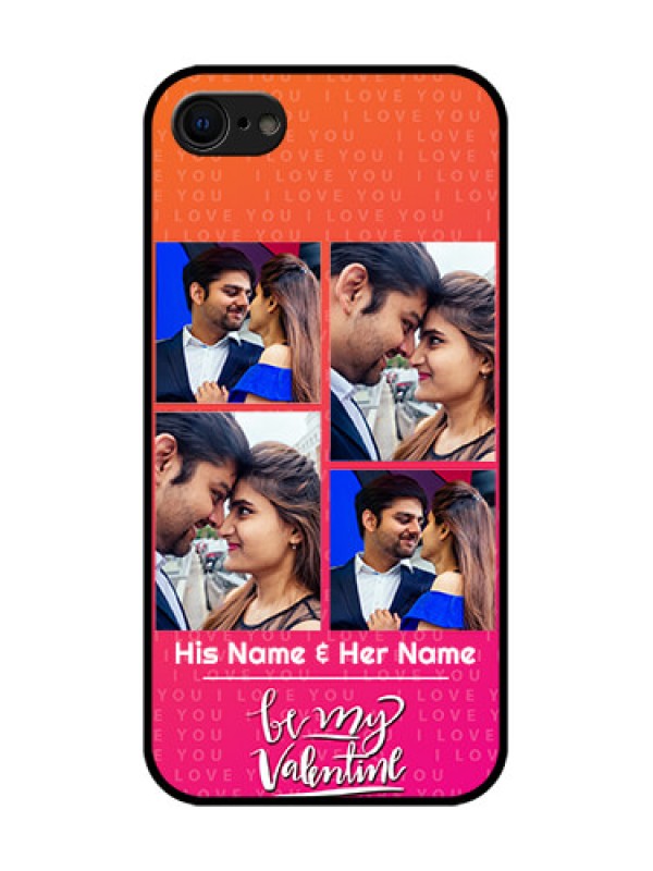 Custom iPhone 7 Custom Metal Phone Case - I Love You Pink Design