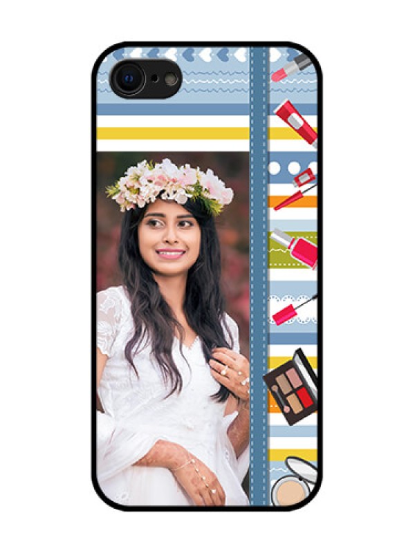 Custom iPhone 7 Custom Metal Phone Case - Makeup Icons Design