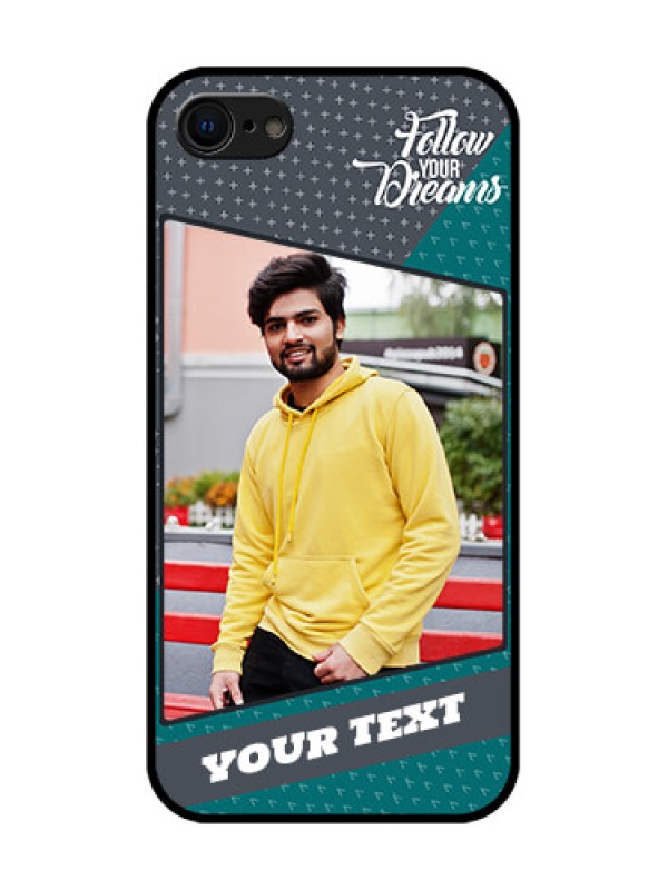 Custom iPhone 7 Custom Metal Phone Case - Background Pattern Design With Quote