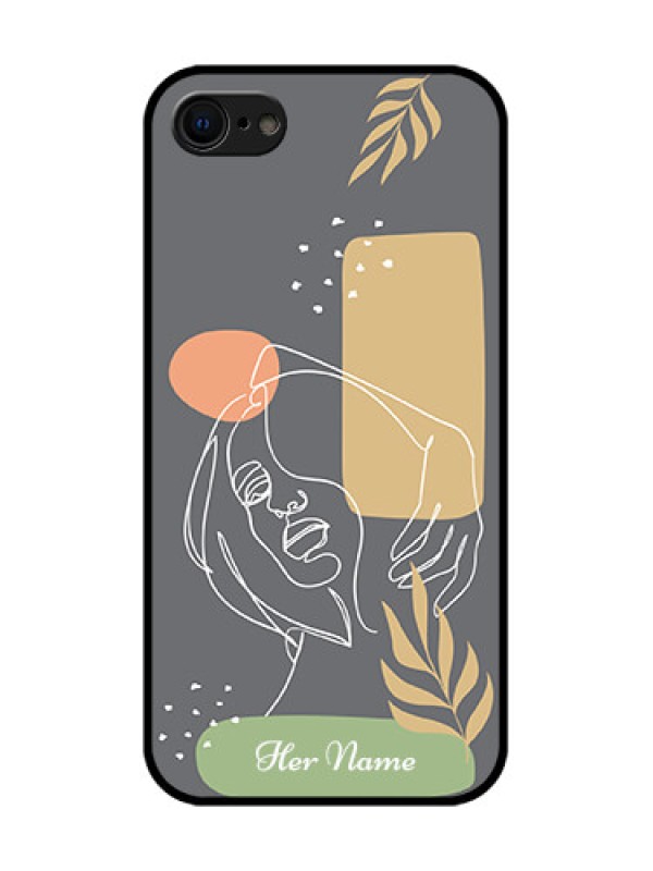 Custom iPhone 7 Custom Metal Phone Case - Gazing Woman Line Art Design