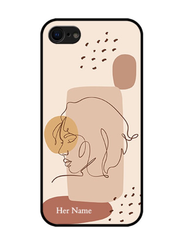 Custom iPhone 7 Custom Metal Phone Case - Calm Woman Line Art Design