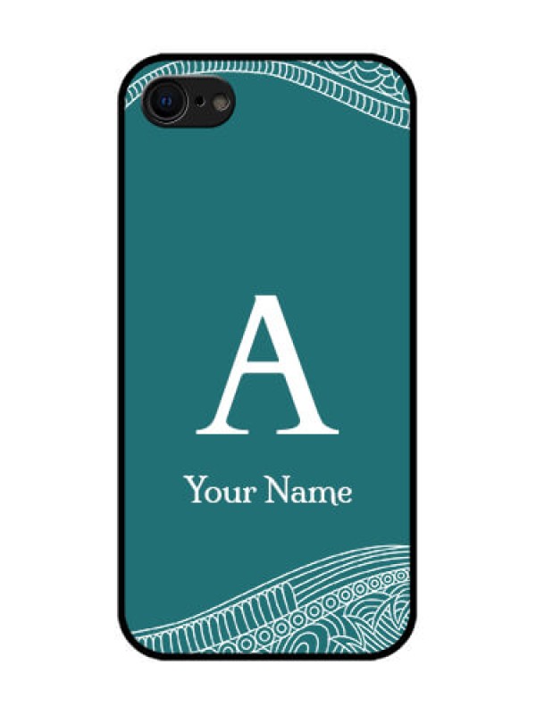 Custom iPhone 7 Custom Metal Phone Case - Line Art Pattern With Custom Name Design