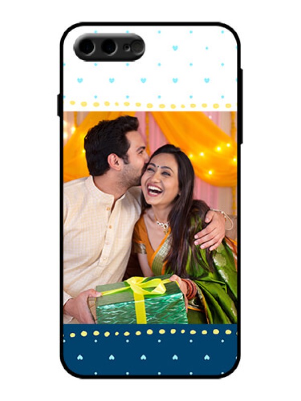 Custom iPhone 8 Plus Custom Metal Phone Case - White And Blue Abstract Design