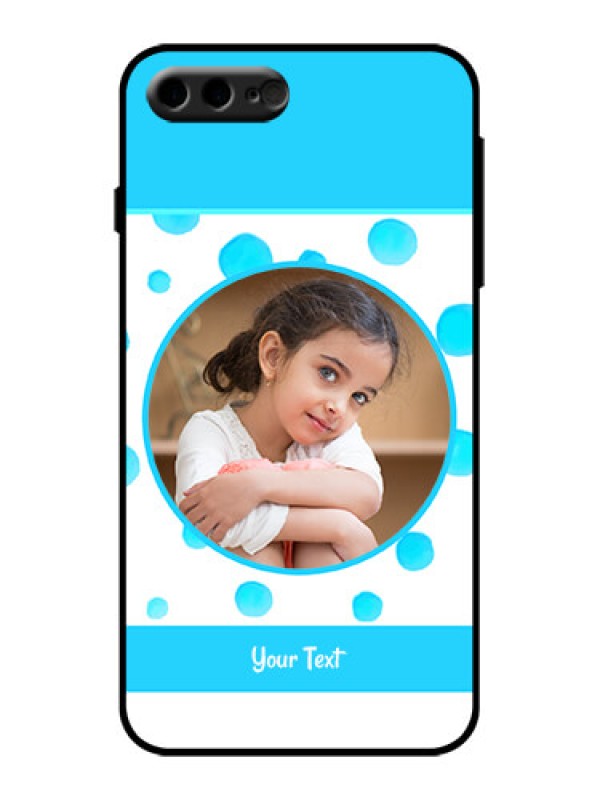 Custom iPhone 8 Plus Custom Metal Phone Case - Blue Bubbles Pattern Design