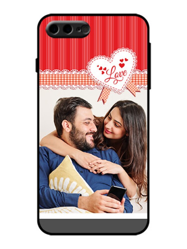 Custom iPhone 8 Plus Custom Metal Phone Case - Red Love Pattern Design