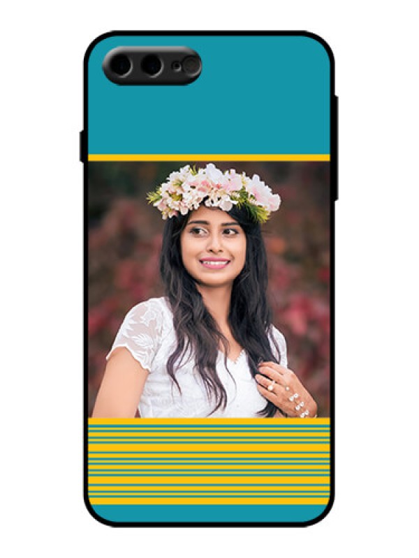 Custom iPhone 8 Plus Custom Metal Phone Case - Yellow and Blue Design