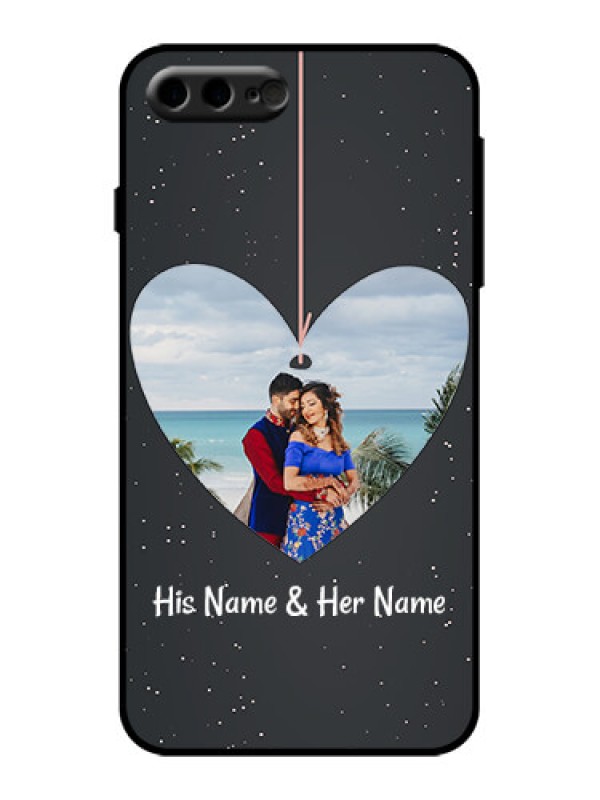 Custom iPhone 8 Plus Custom Metal Phone Case - Hanging Heart Design