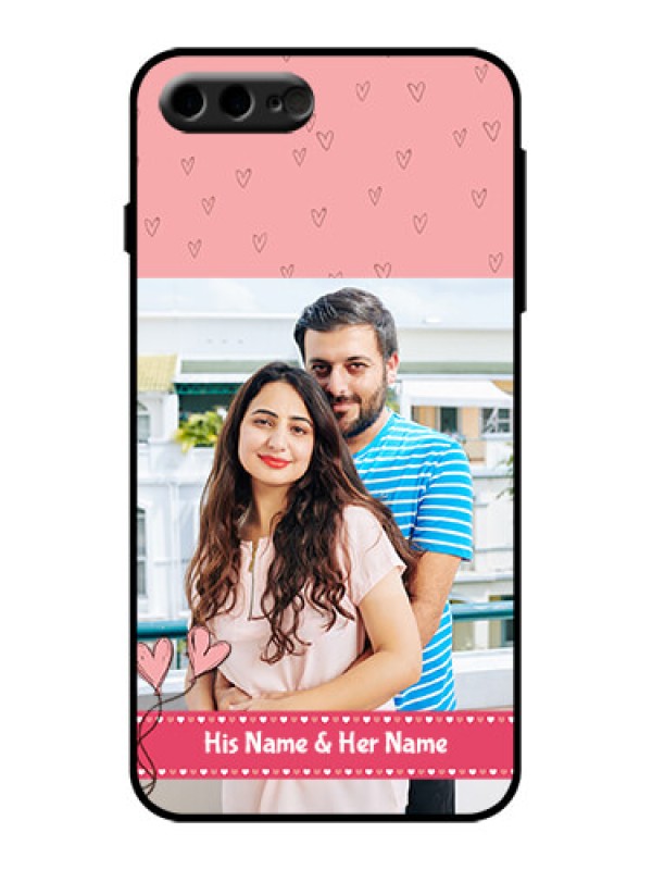 Custom iPhone 8 Plus Custom Metal Phone Case - Love Design Peach Color