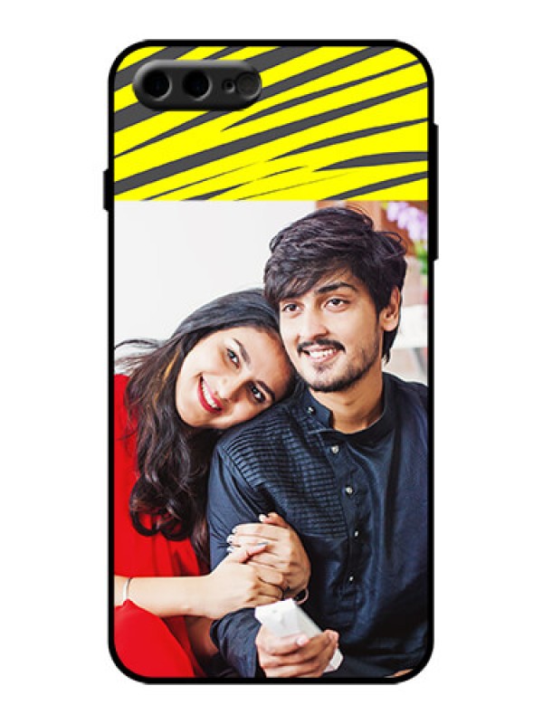 Custom iPhone 8 Plus Custom Metal Phone Case - Yellow Abstract Design