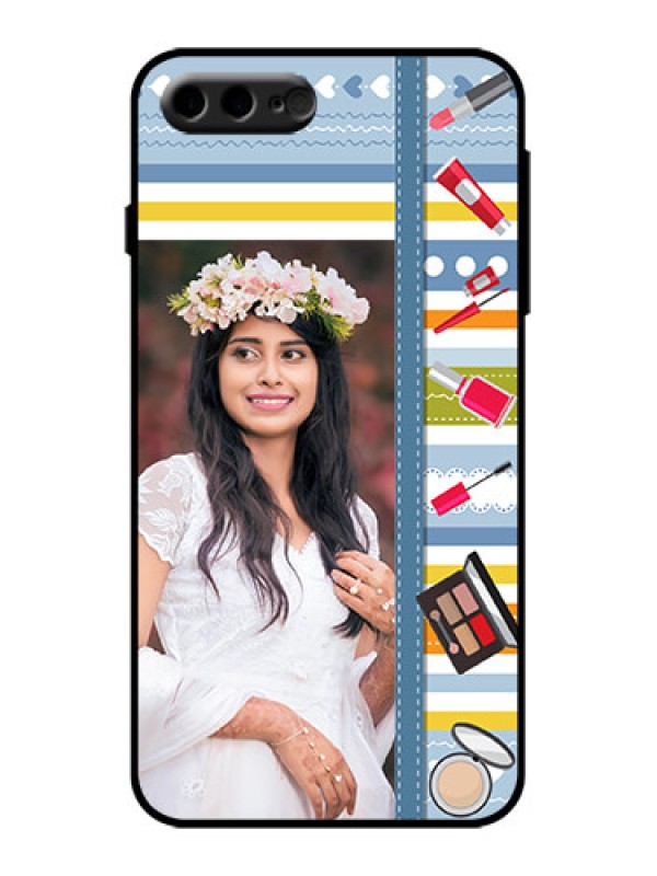 Custom iPhone 8 Plus Custom Metal Phone Case - Makeup Icons Design