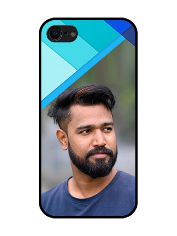 Custom iPhone 8 Custom Metal Phone Case - Blue Pattern Design