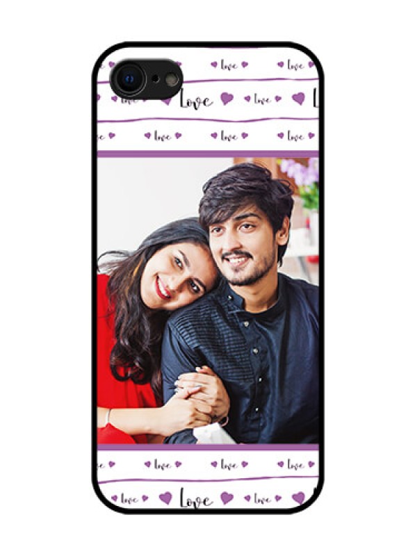 Custom iPhone 8 Custom Metal Phone Case - Couples Heart Design